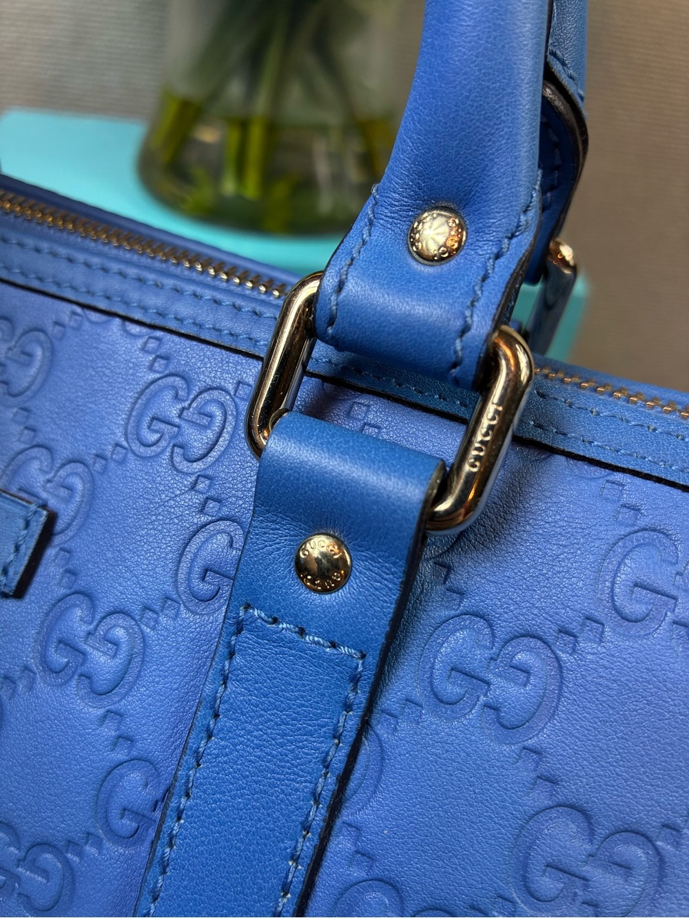 Gucci Guccissima Blue Leather Joy Boston Bag - Authentic & Pristine Condition - Picture 7 of 16